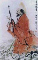 Bodhidharma crossing river with a reed