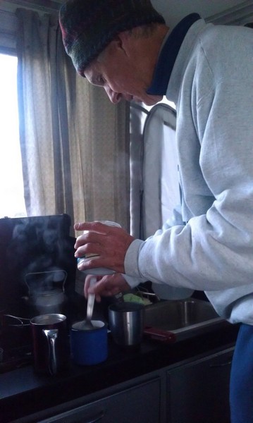 Bob F making camp coffee