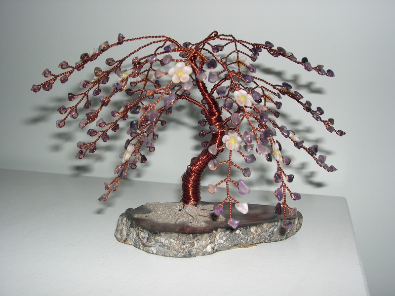 Amethyst, copper and geode bonsai