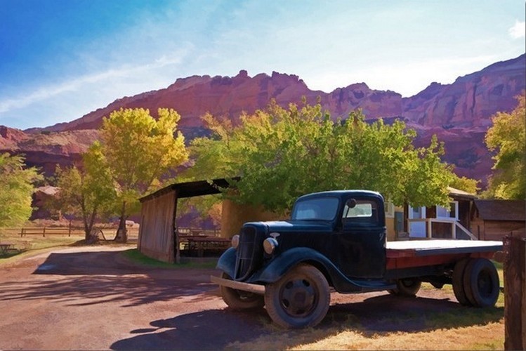 pickup truck - old farmhouse - Fruita, UT Capitol Reef Park