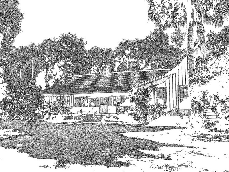 edge detected photo of Marjorie Kinnan Rawlings home